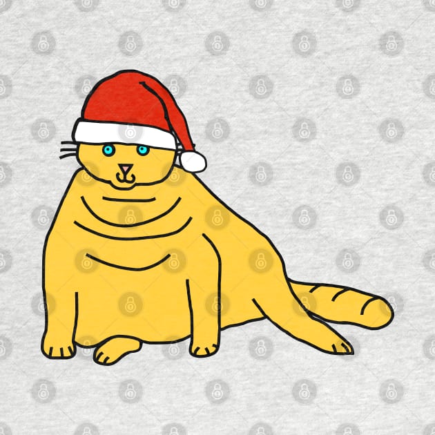 Christmas Chonk Cat in Santa Hat by ellenhenryart